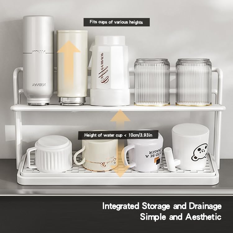 2-Tier Space-Saving Drain Rack with Removable Tray