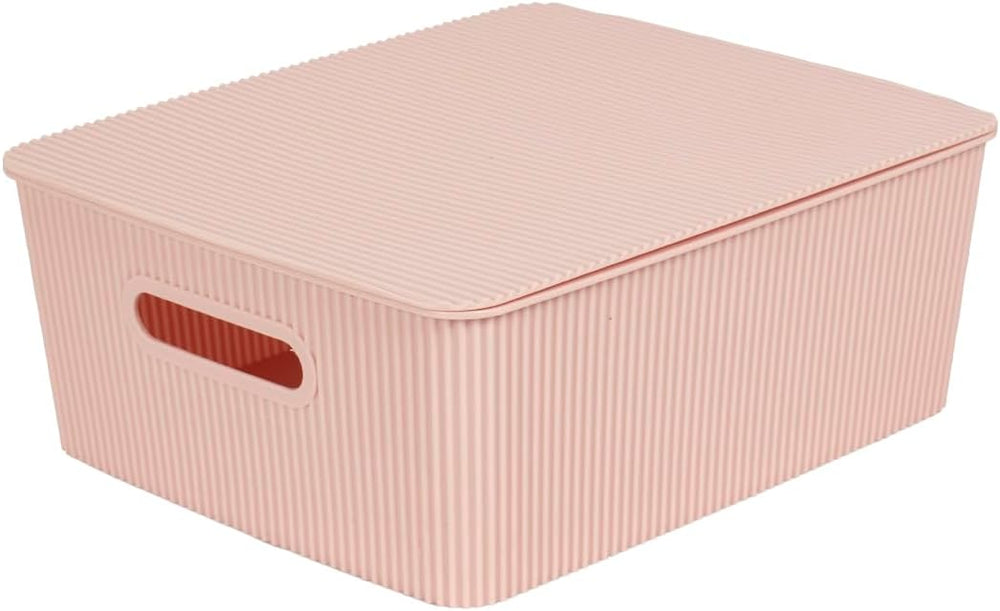 Glad Storage Baskets with Lids - Set of 4 Stackable Plastic Boxes with Handle...