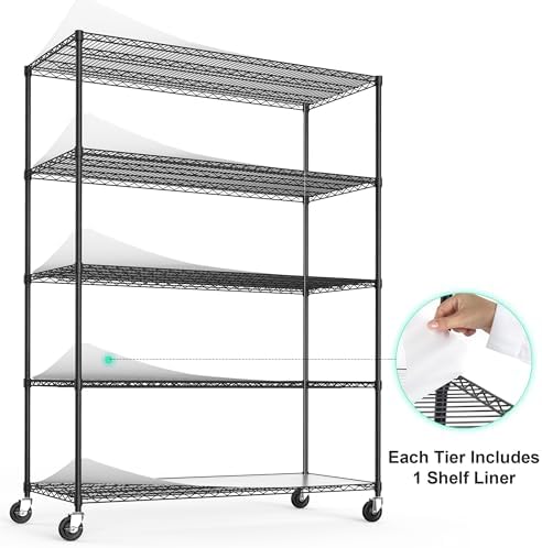 Dolonm 5 Tier Wire Shelving Unit, 7500 LBS NSF Storage Shelf, 24"D x 60&...