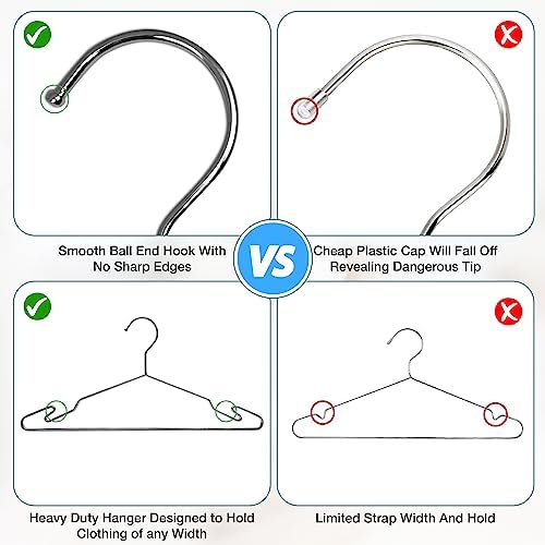 Chrome Metal Hangers, Heavy Duty Clothes Hangers with Non-Slip Grooves, Slim ...