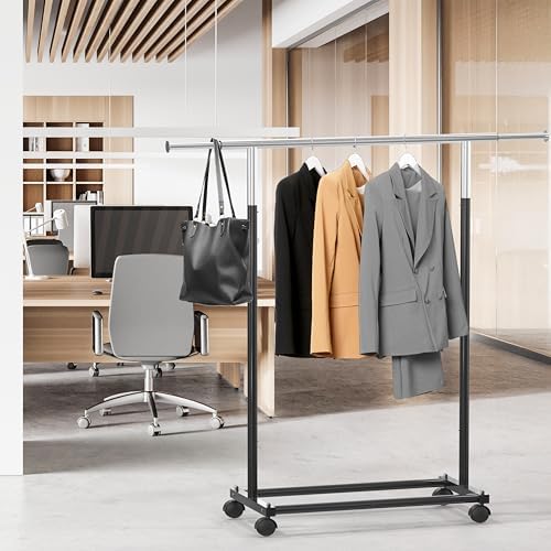 Simple Houseware Standard Rod Garment Clothing Rack, Black
