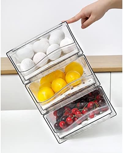 Diskary Fridge Organizer, Stackable Refrigerator Organizer Bins, Reusable Foo...
