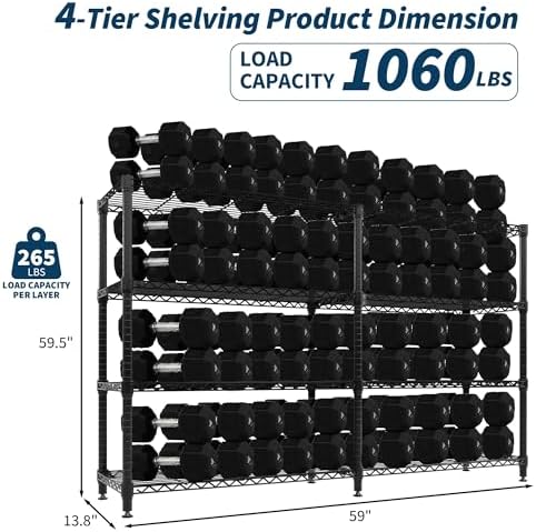 Takywep 60" w Wire Shelving 1060LBS Heavy Duty Metal Rack