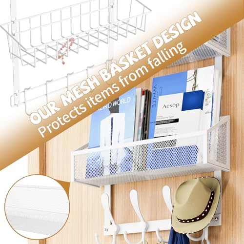 Kaiferty Over The Door Hooks Organizer, Coat Rack Over The Door Storage Hange...