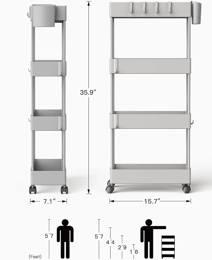 Pipishell Slim Storage Cart