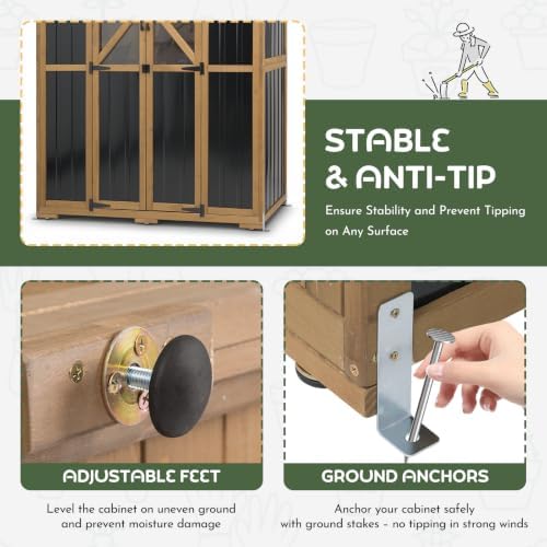 Extra Large Outdoor Storage Cabinet Weatherproof, Garden Shed with Shelves