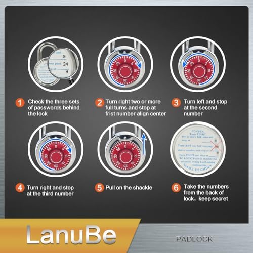 LanuBe Lock Standard Dial Combination Padlock 16 Pack Wide 2-in Red Dial