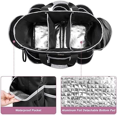 LoDrid Cleaning Caddy Bag with 3 Compartments and Shoulder Strap, Gray Edge