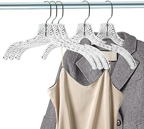 Quality Clear Plastic Hangers 24 Pack - Crystal Cut for Shirts, Suits, Coats,...
