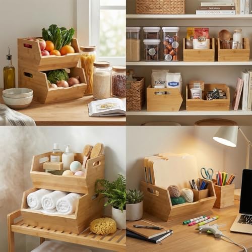 Bamboo Pantry Storage Bins