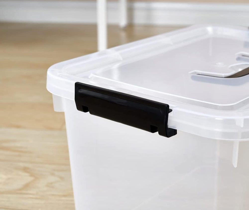 Clear Storage Latch Box 12 Quart, Plastic Organizing Box/Bin with Lid and Bla...