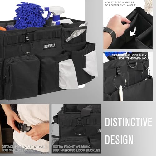 SCAVATA Wearable Cleaning Caddy Bag, Supplies Organizer with Handle & Sho...