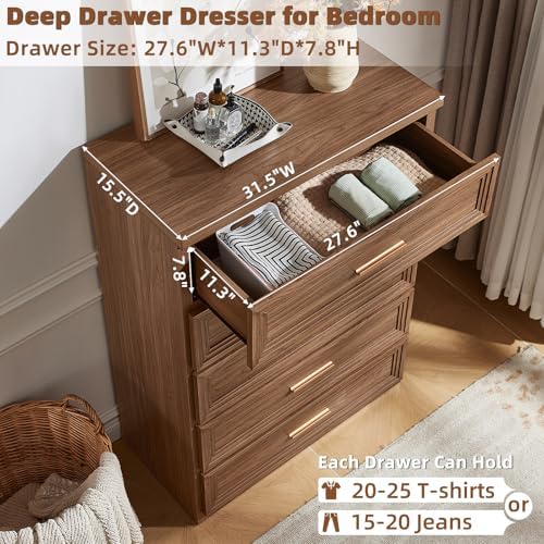 RWYHG Dresser for Bedroom 5 Drawer 45" Tall with Gold Handle Closet Storage