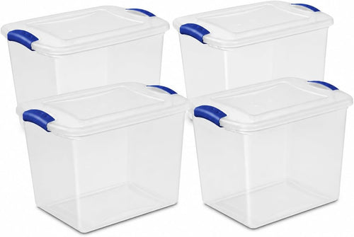 (4 pack) 27 quart clear latching storage bin, main product view