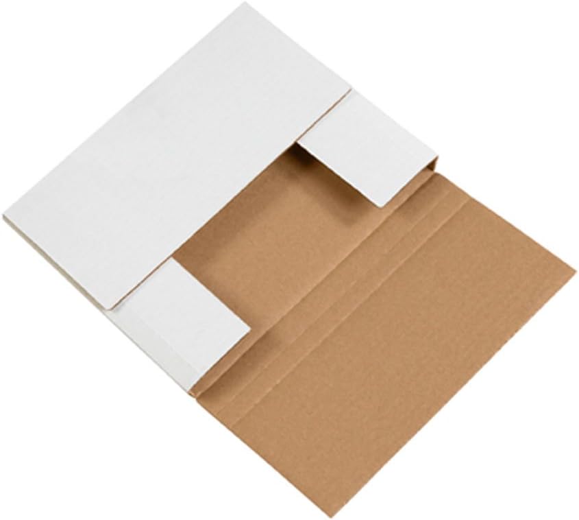 BOX USA White Easy-Fold Mailers 11.125x8.625x1, 50-Pack