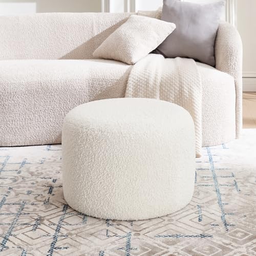 Flouki Pouf Ottoman Footrest, Foot Stools, Modern Round Upholstered Ottomans,...