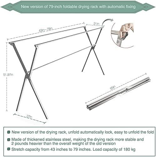 Drying Racks Clothing for Outdoor with 20 Windproof Hooks