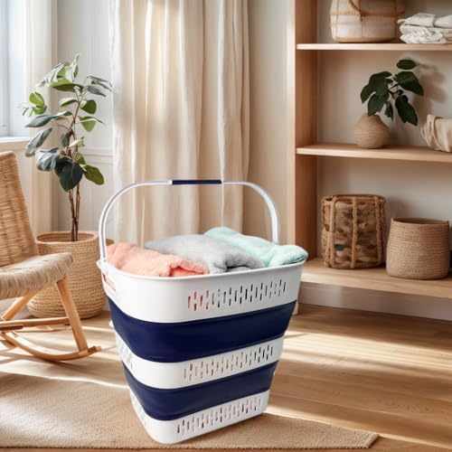 SAMMART 38L (10 Gallon) Collapsible Plastic Laundry Basket - Portable Pop-Up ...