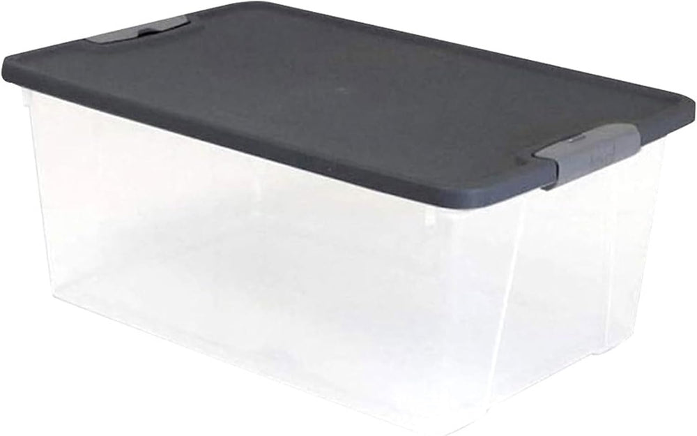 HOMZ Secure Latch, Clear Plastic Storage Organizer Bins, 15 Quart, 4 Pack