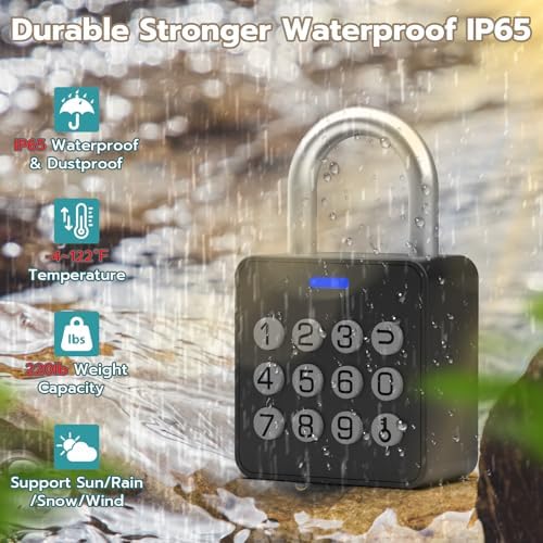 Fingerprint Gym Locker Lock with Code Keypad, Weatherproof Padlock