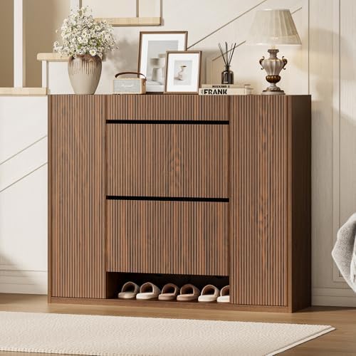 ONBRILL Large Shoe Cabinet with 2 Flip Drawers (3-Tier Each), 27-35 Pairs Sho...
