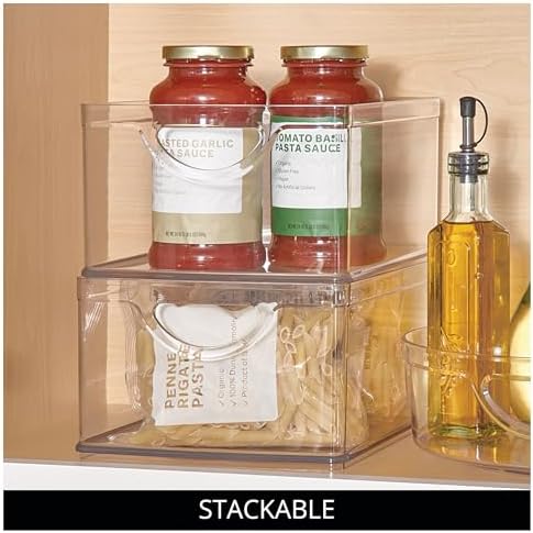 iDesign Pantry Storage Bins with Handles, Set of 2, Clear