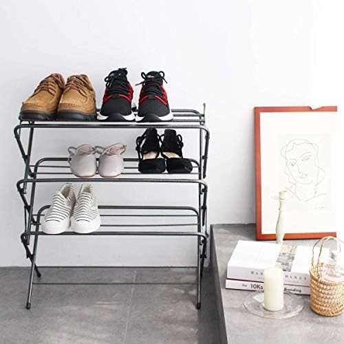 Zenree 4 Tier Folding Shoe Rack, Multifunction Small Organizer and Storage Me...