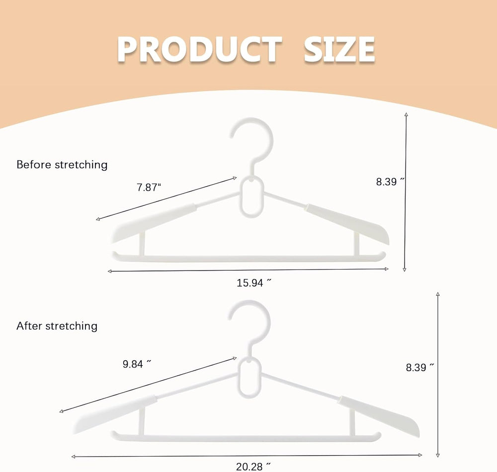 16 Pack Adjustable Clothes Hangers, Heavy Duty Plastic Hangers with Non-Slip ...