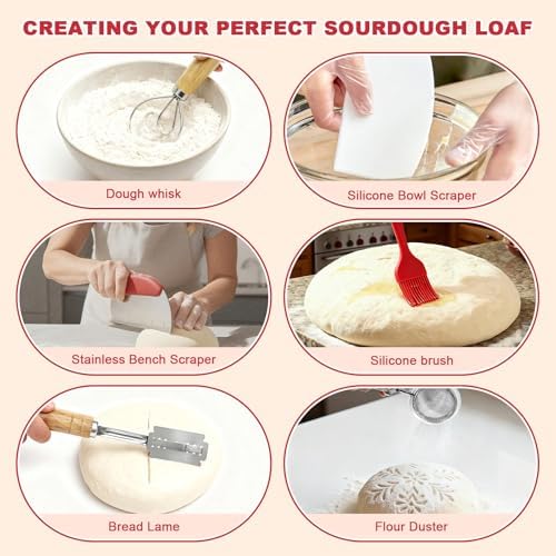 Sourdough Starter Kit with 2 Proofing Baskets & Starter Jar for Beginners