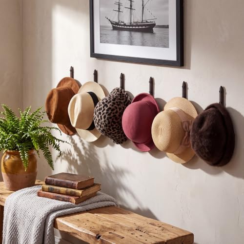 Yalikop 6 Pack Railroad Spike Cast Iron Hooks, Rustic Heavy Duty Wall Hook