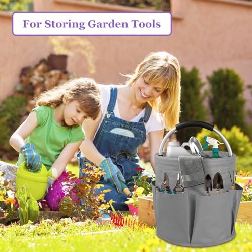 2Pcs 17L Foldable Cleaning Caddy Tote with Handle for Camping, Dark Gray