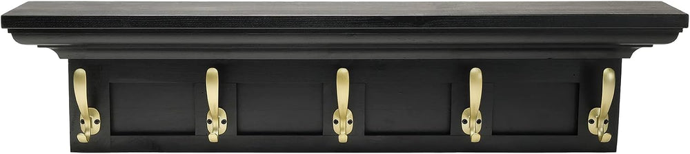 EXCELLO GLOBAL PRODUCTS Black 34" Coat Rack with 5 Gold Hooks: Ready to ...