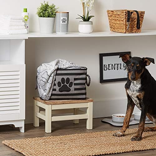 Bone Dry Pet Storage Collection Striped Paw Patch Bin, Black, Small Rectangle...