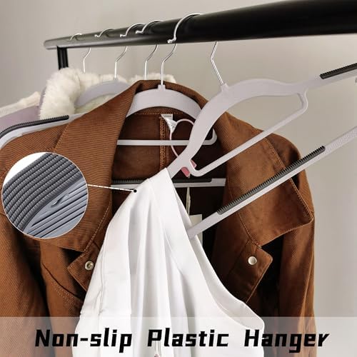 Plastic Clothes Hangers 50 Pack, Slim Space Saving Hangers with Anti-Slip Gri...