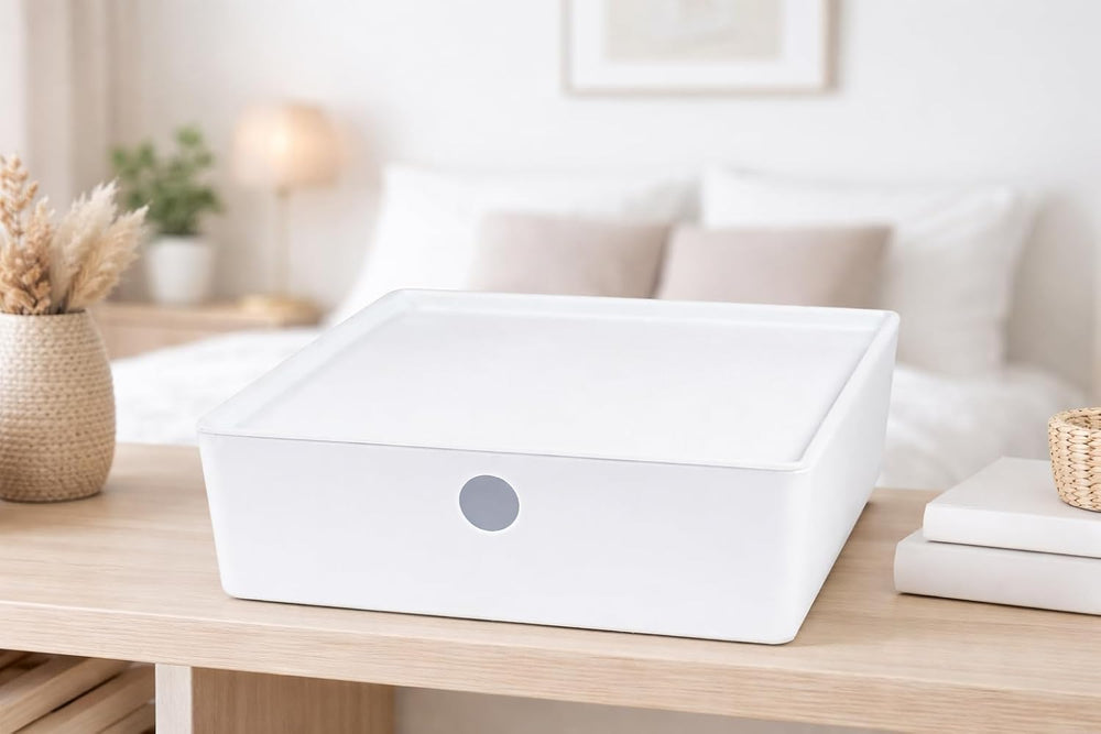 Bella White Modular Box Stackable Storage Bins with Lids Bathroom Organizer K...