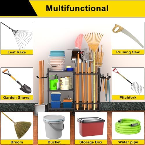 GIOTORENT 6 Tier Garden Tool Organizer, Garage Storage and Organization, Meta...