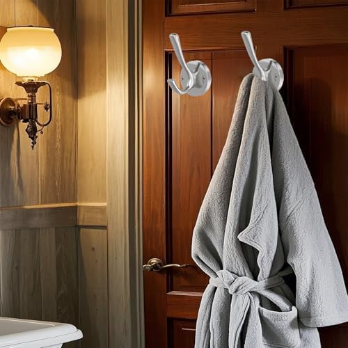 TOFIIGREM Brushed Nickel Wall Hooks, 6 Pack Coat Robe Hook Heavy Duty Metal D...