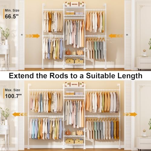 ULIFHOME M7 Wall-Mounted Clothes Rack, Heavy-Duty Garment Closet Rack