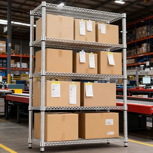 M MZG 5 Tiers Shelf Metal Storage Shelves 3300 lbs Steel Storage Shelving Uti...