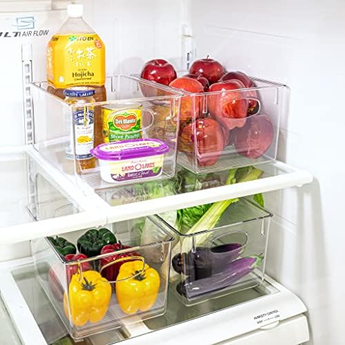 Sorbus Fridge Organizers and Storage, Clear Plastic Bins (Large, 4 Pack)