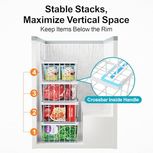 iSPECLE Chest Freezer Organizer Bins - Storage Baskets for 5 Cu.Ft, 8 Pack