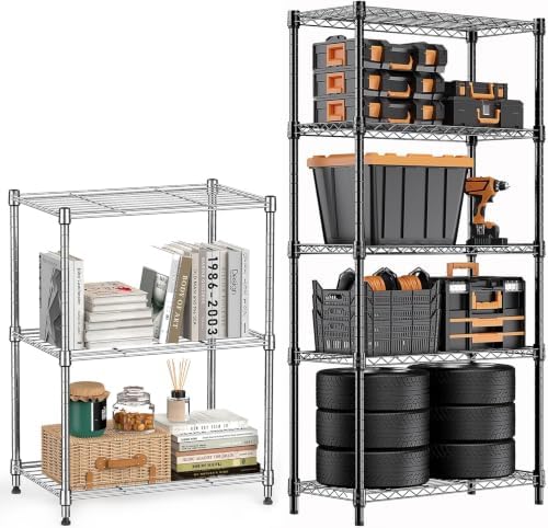 M MZG 450 lbs Wire Storage Shelving 3-Tier Utility Shelving Unit Steel Organi...