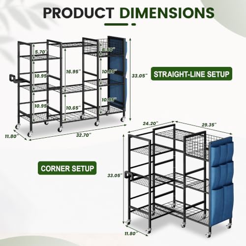 keomaisyto 3-Sided Garden Tool Organizer with Wheels, Garage Storage Rack