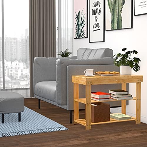 Zhuoyue Bamboo Shoe Rack Wood Bench with Storage Shelf for Entryway Small Spa...