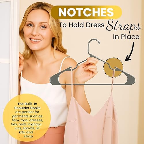Our Modern Space 100 Pack Plastic Hanger for Shirt Pants Coats Dresses Skirts...