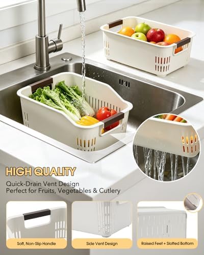 3 Pack PP Organizer with Wheeled Storage box for Kitchen Cabinet Bin