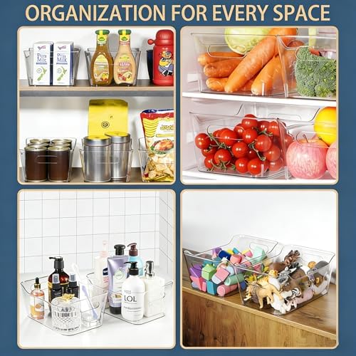Tiawudi 12 Pack Plastic Storage Bins, Multi-Use Organizer Bins, Pantry Organi...