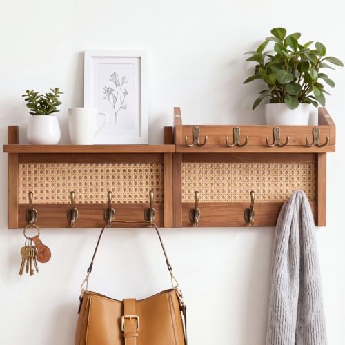 Novabright 29" Coat Rack Wall Mount with Shelf for Entryway, Wooden