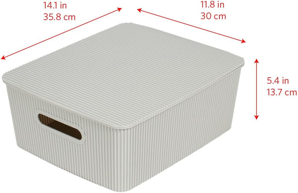 Glad Storage Baskets with Lids - Set of 4 Stackable Plastic Boxes with Handle...