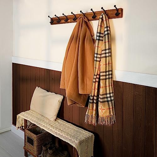 WEBI Rustic Coat Rack Wall Mount,35.43" Long 8 Cast Iron Coat Hooks Wall...